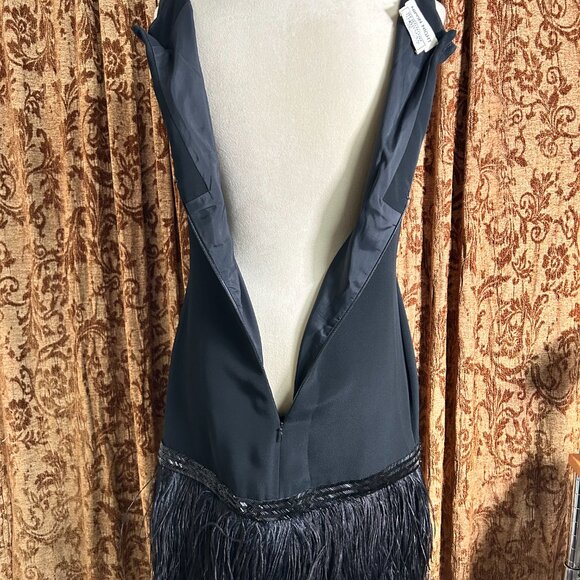 Vtg Albert Nipon Nightsfor Bergdorf  Formal Little Black Dress Feathers READ - Picture 6 of 11